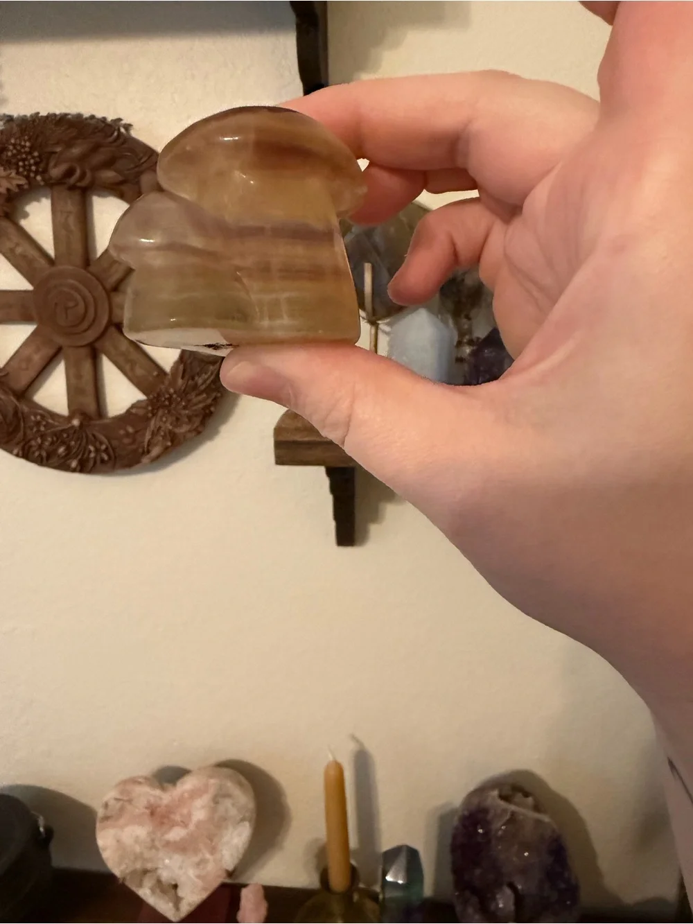 Yellow & Purple Fluorite Double Mushroom Carving – 165g
